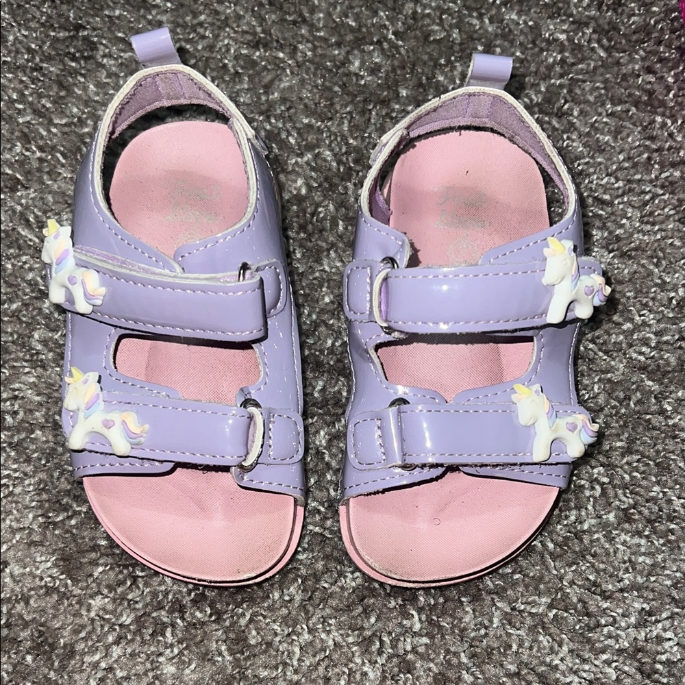 Girls' Lavender Unicorn Strap Sandals - Kids Shoes